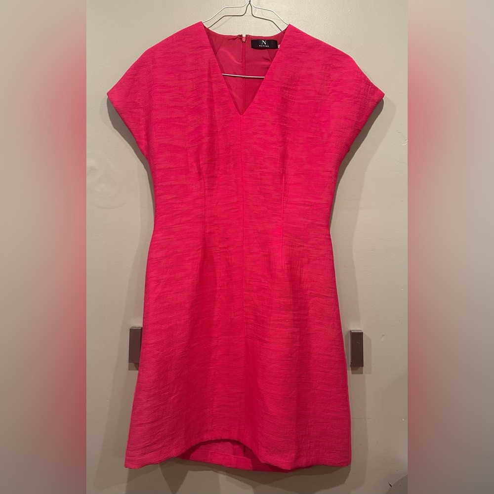 Natori textured fit and flare dress. Pink. Size 4.